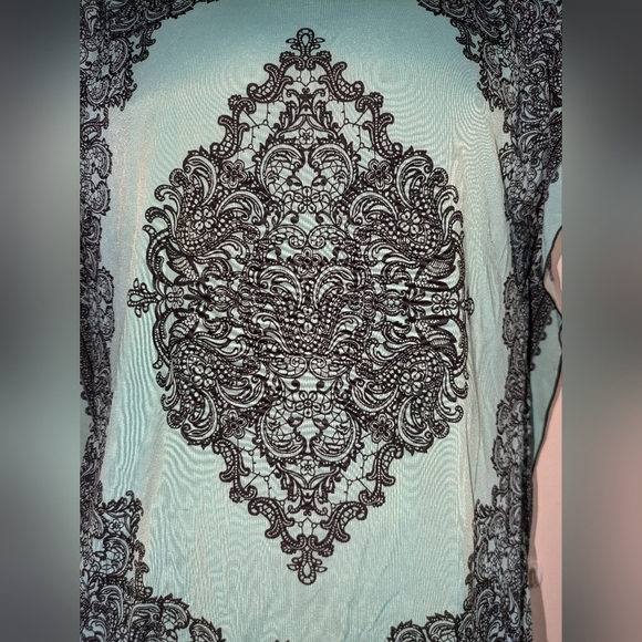 Metaphor Petite Women's Square Sleeveless Boho Turquoise & Black Top EUC Size MP - Picture 3 of 6